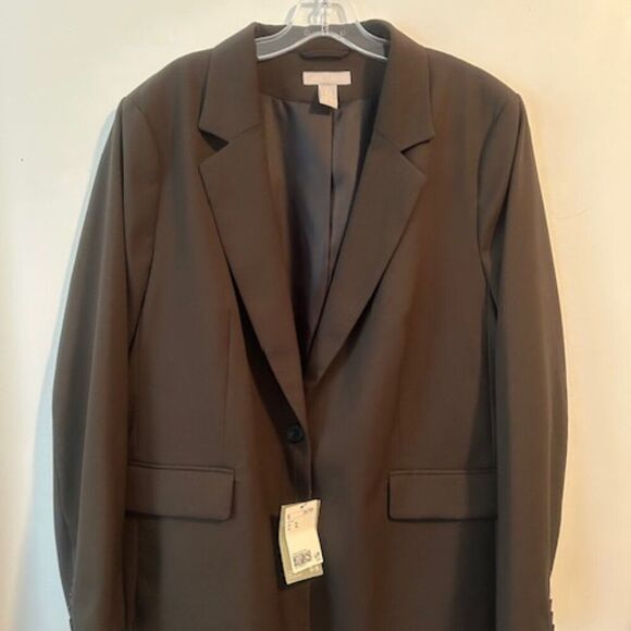 H & M Green 1 button 2 pocket blazer, size XL - Picture 1 of 5
